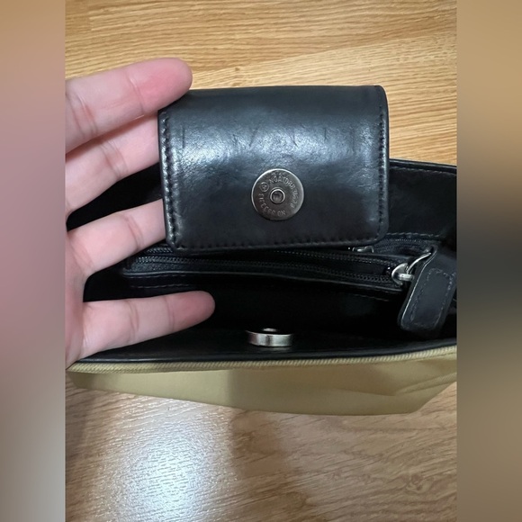 Coach Tan + Black Small Arm Purse Handbag Vintage Desinger Canvas + Leather 7417 - Picture 4 of 13